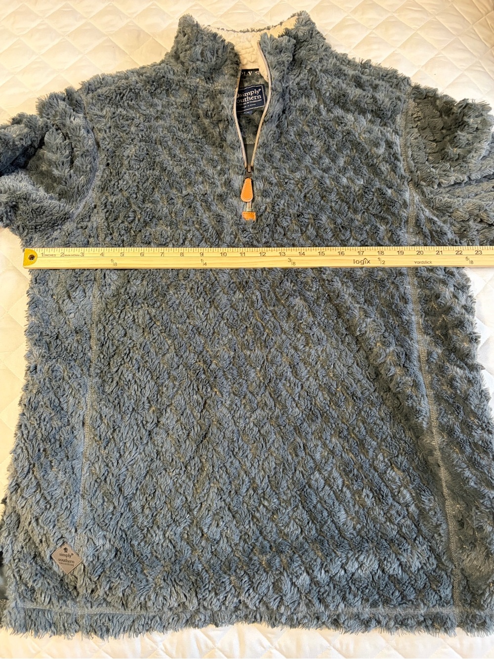Simply Southern Plush Sherpa Quarter-Zip Jacket - Gray with Cream Lining - Picture 3 of 8